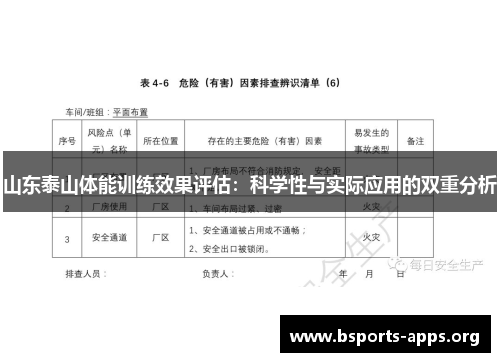 山东泰山体能训练效果评估:科学性与实际应用的双重分析 山东泰山体能训练效果评估:科学性与实际应用的双重分析
