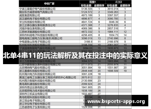 北单4串11的玩法解析及其在投注中的实际意义