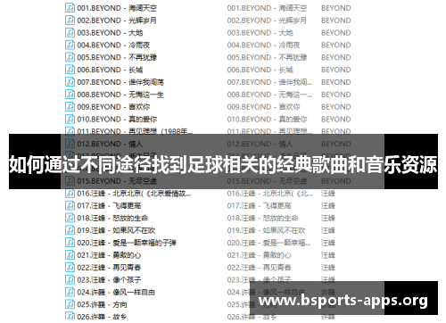 如何通过不同途径找到足球相关的经典歌曲和音乐资源